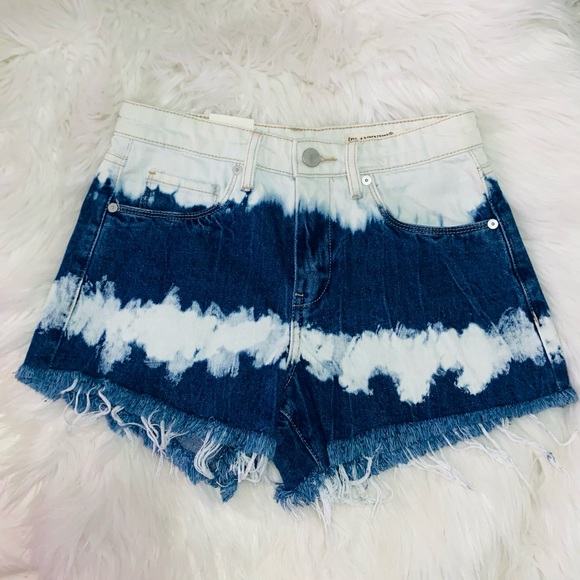 Blank NYC The Barrow Dark Wash Tie-Dye Vintage High-Rise Denim Shorts - Picture 2 of 7